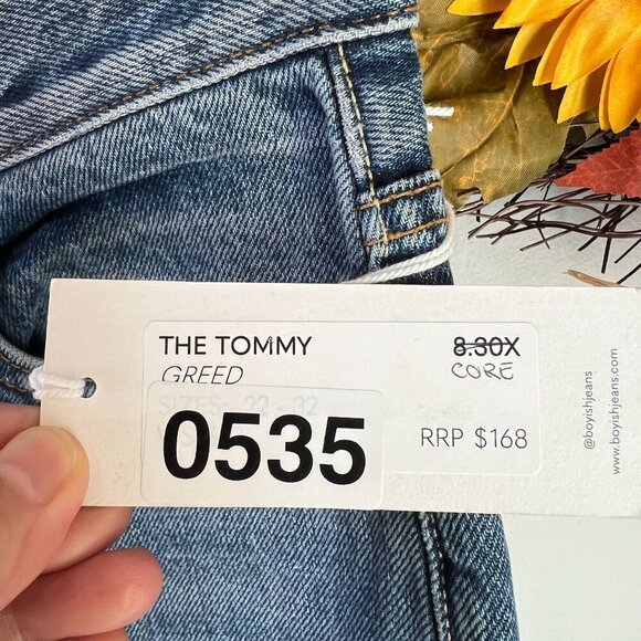 Boyish Tommy Jeans Cropped Rigid High Rise Straight Leg Sz 26 in GREED - Picture 2 of 13